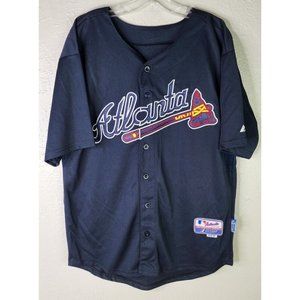 Vintage Genuine MLB Majestic Cool Base Jersey Sz 50 Black Atlanta Braves Heyward